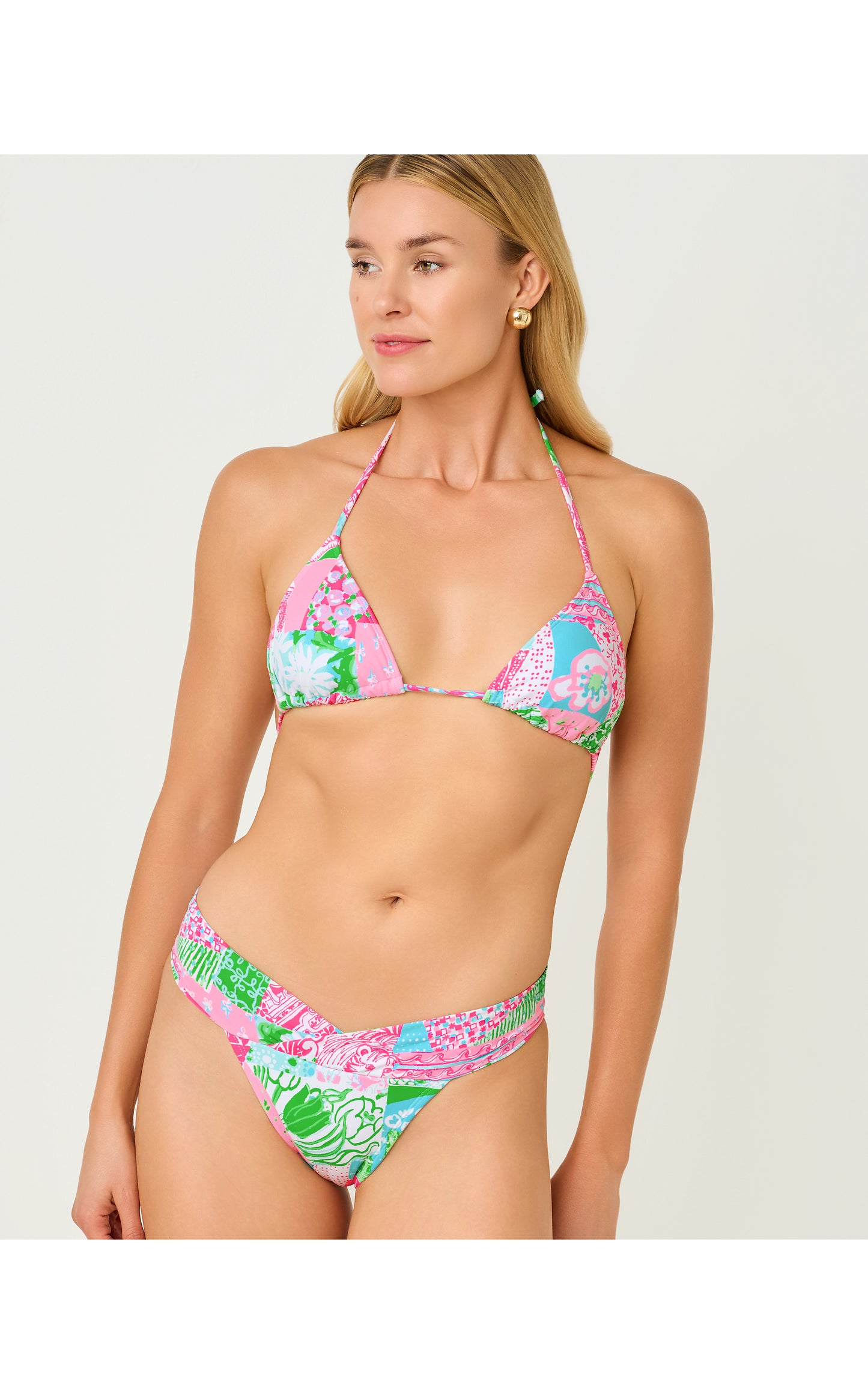 Trey Bikini Bottom - Multi Crazy Quilt