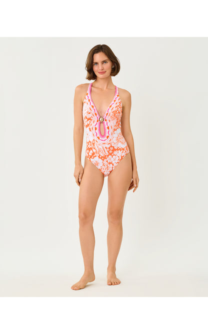 Ester One Piece - Sunset Orange Budding Romance Engineered One Piece