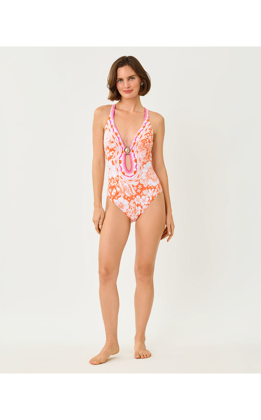 Ester One Piece - Sunset Orange Budding Romance Engineered One Piece