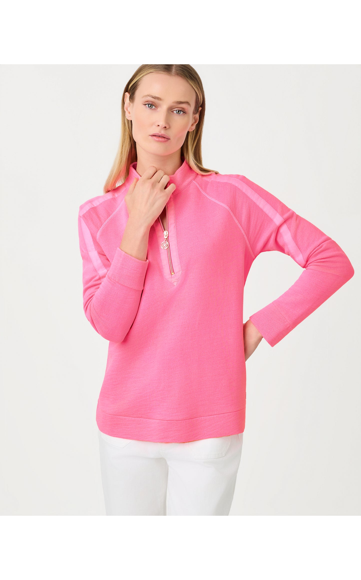 Ashlee Half-Zip Pullover -  Cherry Blossom Pink