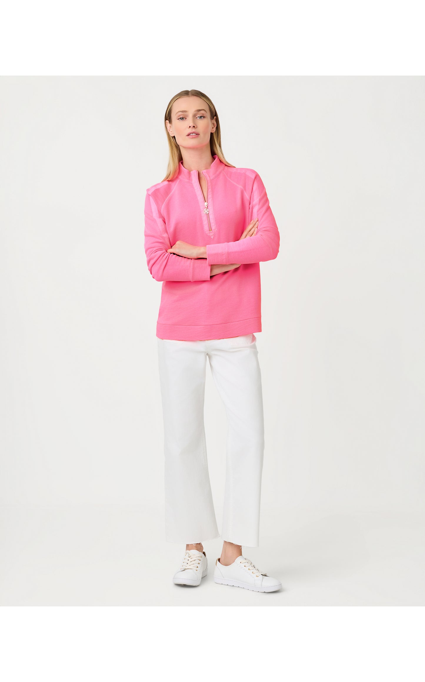 Ashlee Half-Zip Pullover -  Cherry Blossom Pink