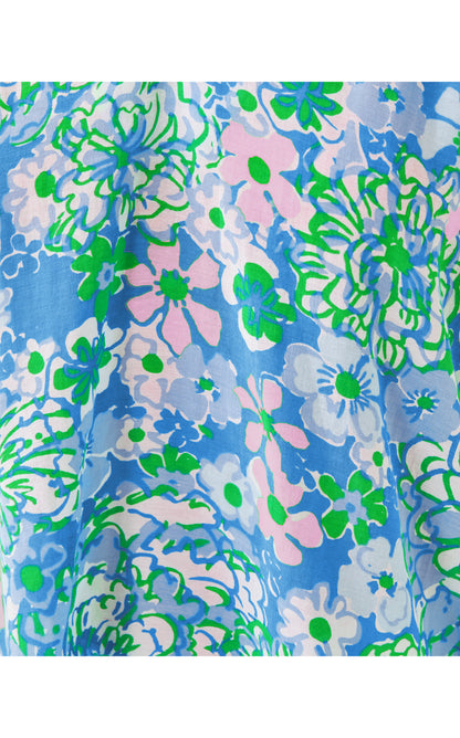 Lourdes 3/4 Sleeve Cotton Top - Plumes In Bloom