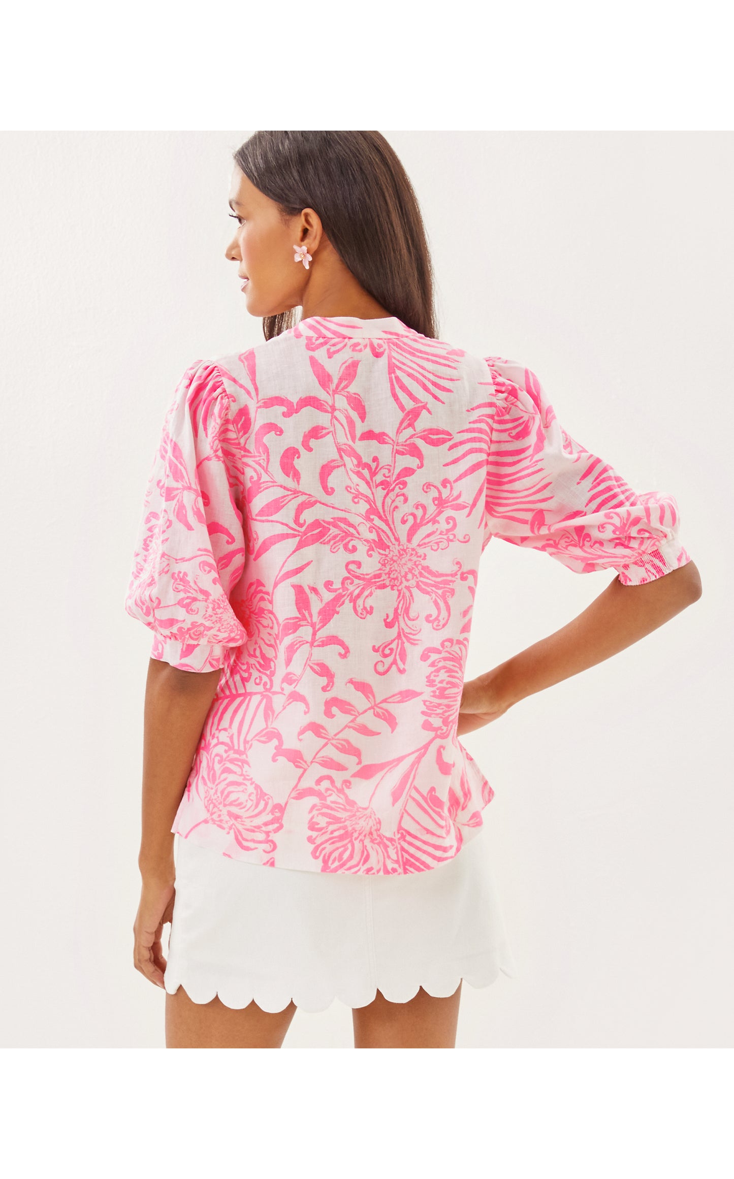 Mialeigh Elbow Sleeve Linen Top - Glisten In The Sun