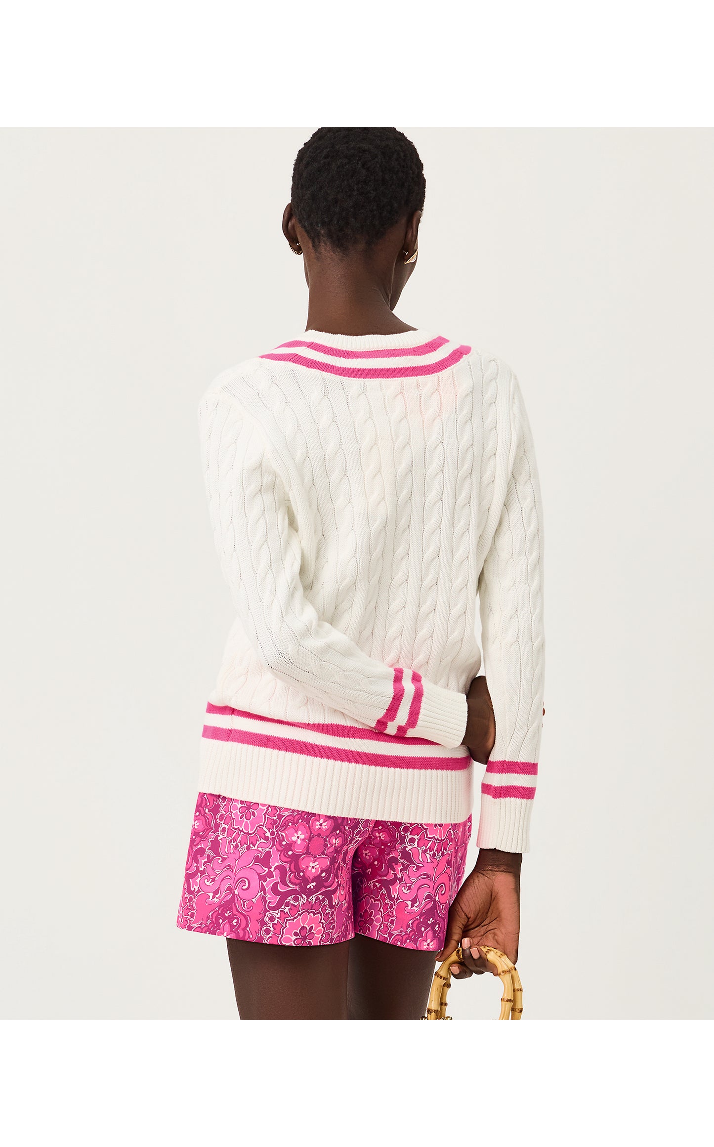 Brockton Cotton Sweater - Coconut X Pink Aster Tipping