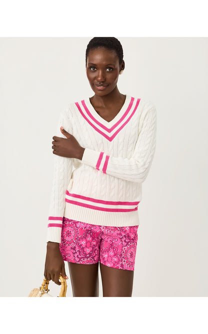 Brockton Cotton Sweater - Coconut X Pink Aster Tipping