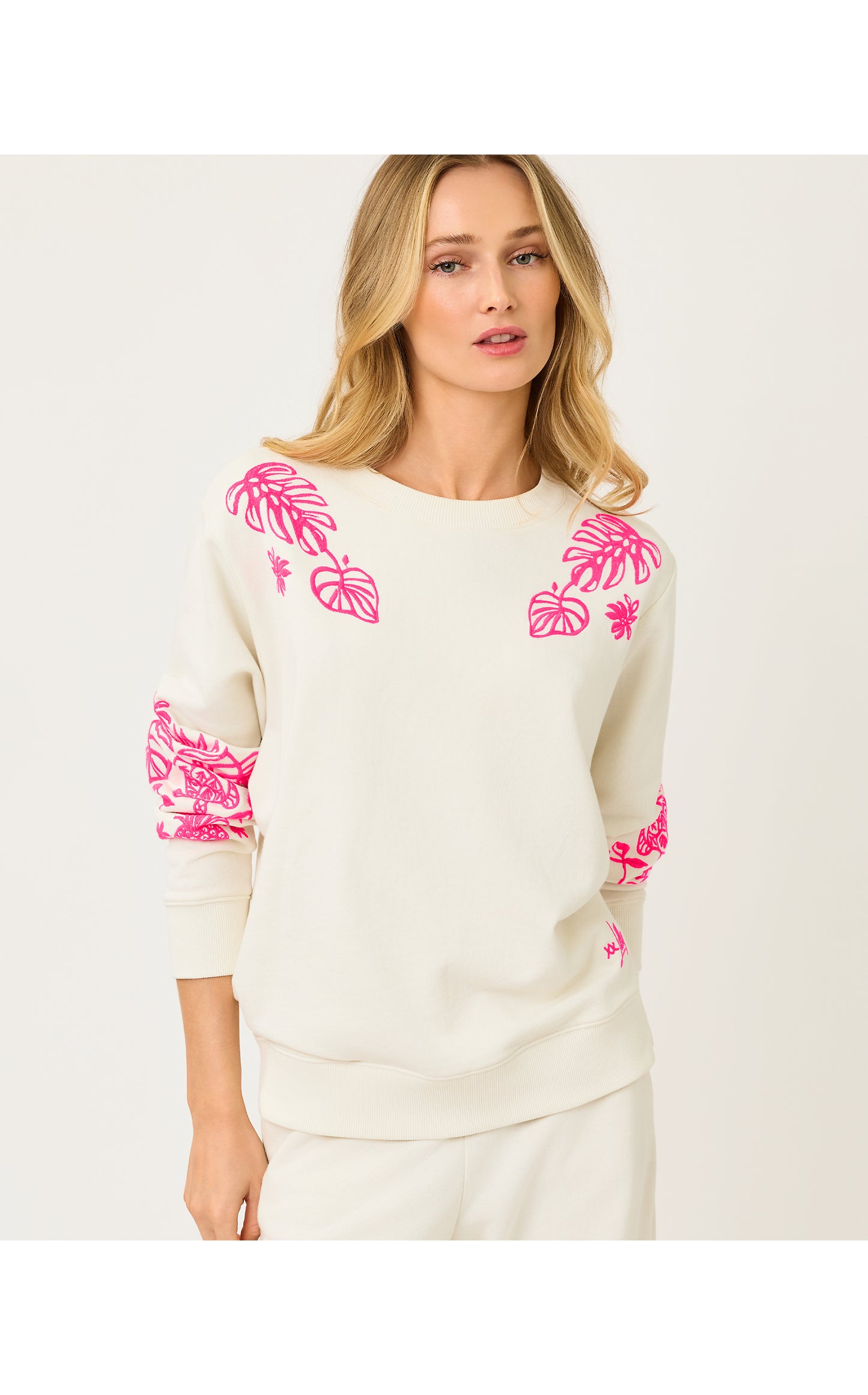 Ballad Long Sleeve Sweatshirt - Coconut Safari Social Embroidered Sweatshirt