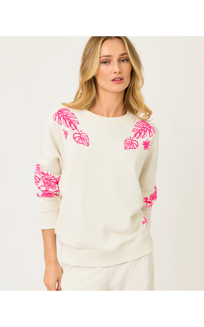 Ballad Long Sleeve Sweatshirt - Coconut Safari Social Embroidered Sweatshirt