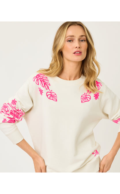Ballad Long Sleeve Sweatshirt - Coconut Safari Social Embroidered Sweatshirt