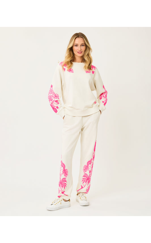 Ballad Long Sleeve Sweatshirt - Coconut Safari Social Embroidered Sweatshirt