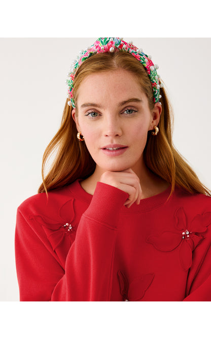 Ballad Cotton Sweatshirt - Cranberry Red Poinsettia Embellishment