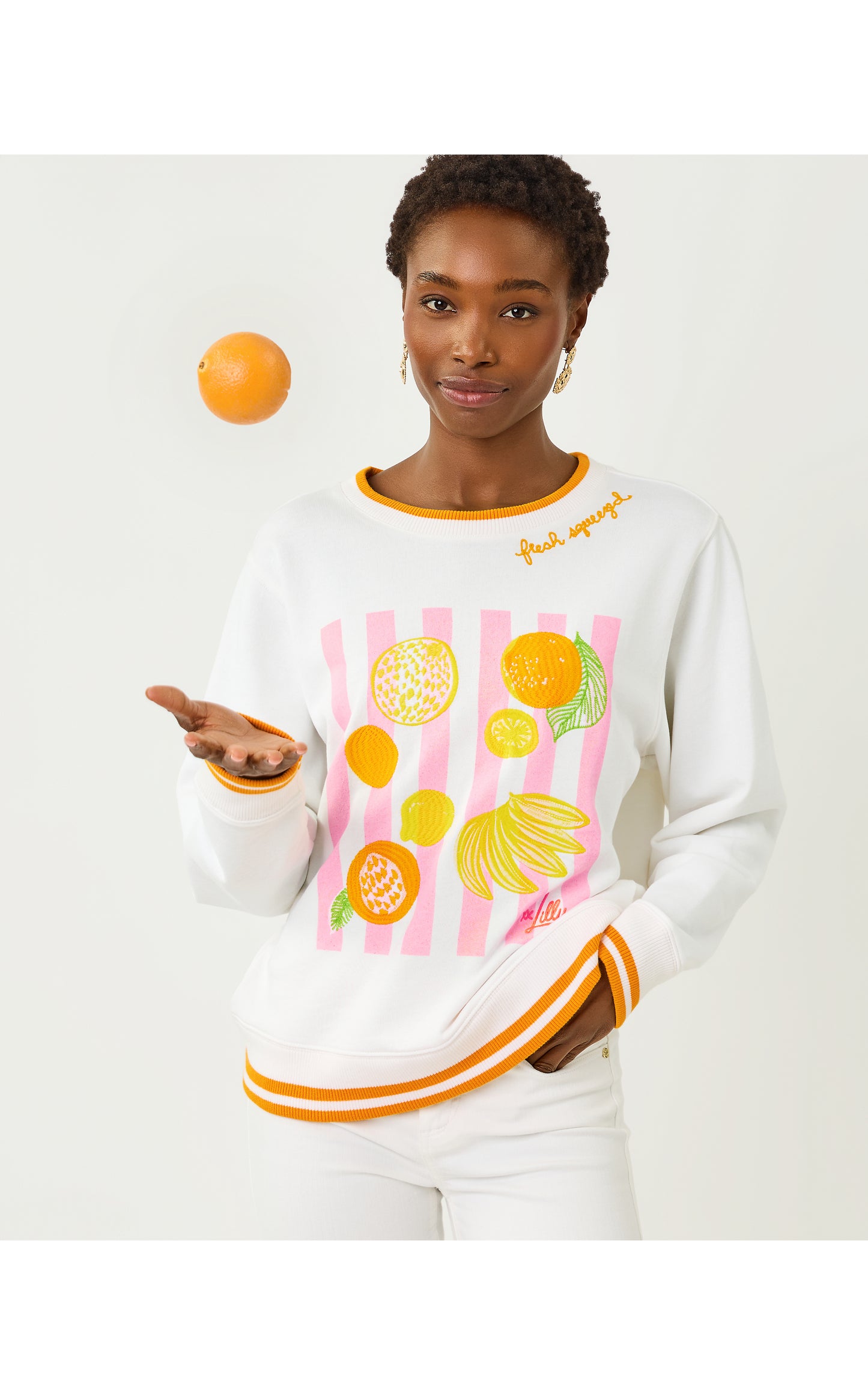 Ballad Long Sleeve Sweatshirt - Multi Fresh Squeezed Embroidery