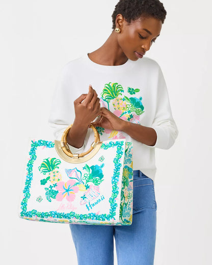 Ballad Cotton Sweatshirt - Resort White Hawaii Destination Graphic