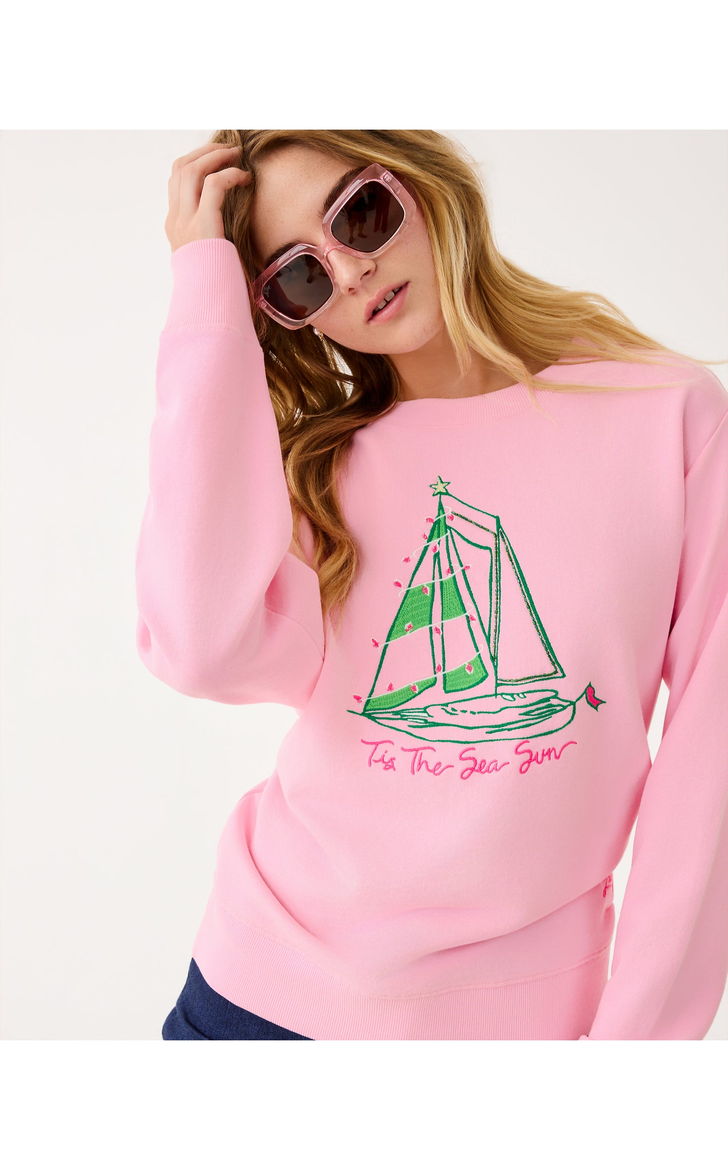 Ballad Long Sleeve Sweatshirt - Multi Holiday Party Boat Embellishment