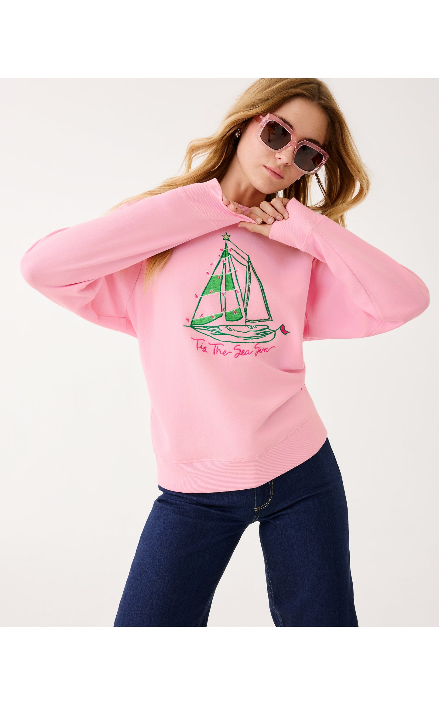 Ballad Long Sleeve Sweatshirt - Multi Holiday Party Boat Embellishment