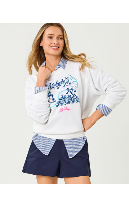 Ballad Cotton Sweatshirt - Resort White Nantucket Destination Graphic
