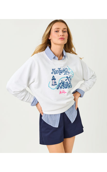 Ballad Cotton Sweatshirt - Resort White Nantucket Destination Graphic