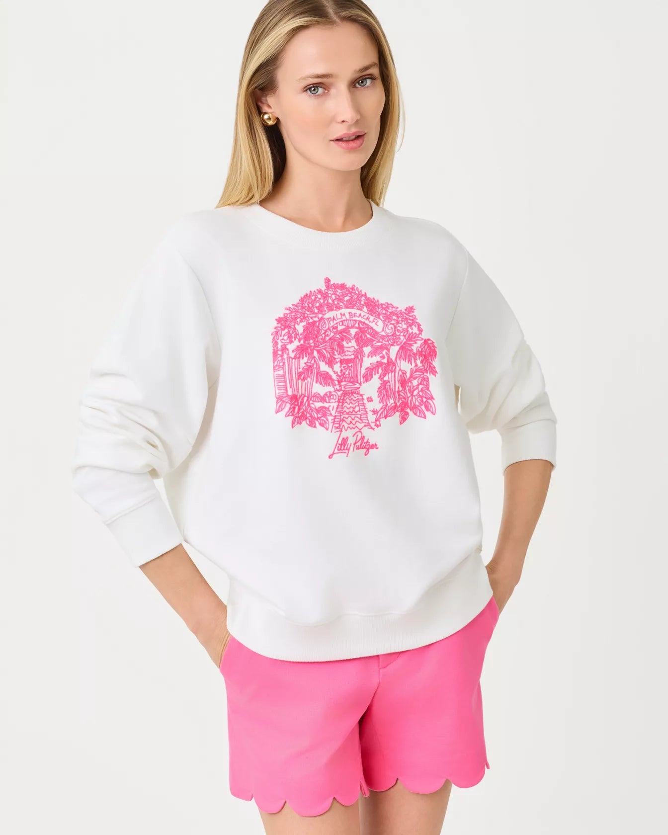 Ballad Cotton Sweatshirt - Resort White Palm Beach Destination Graphic