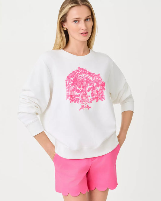Ballad Cotton Sweatshirt - Resort White Palm Beach Destination Graphic