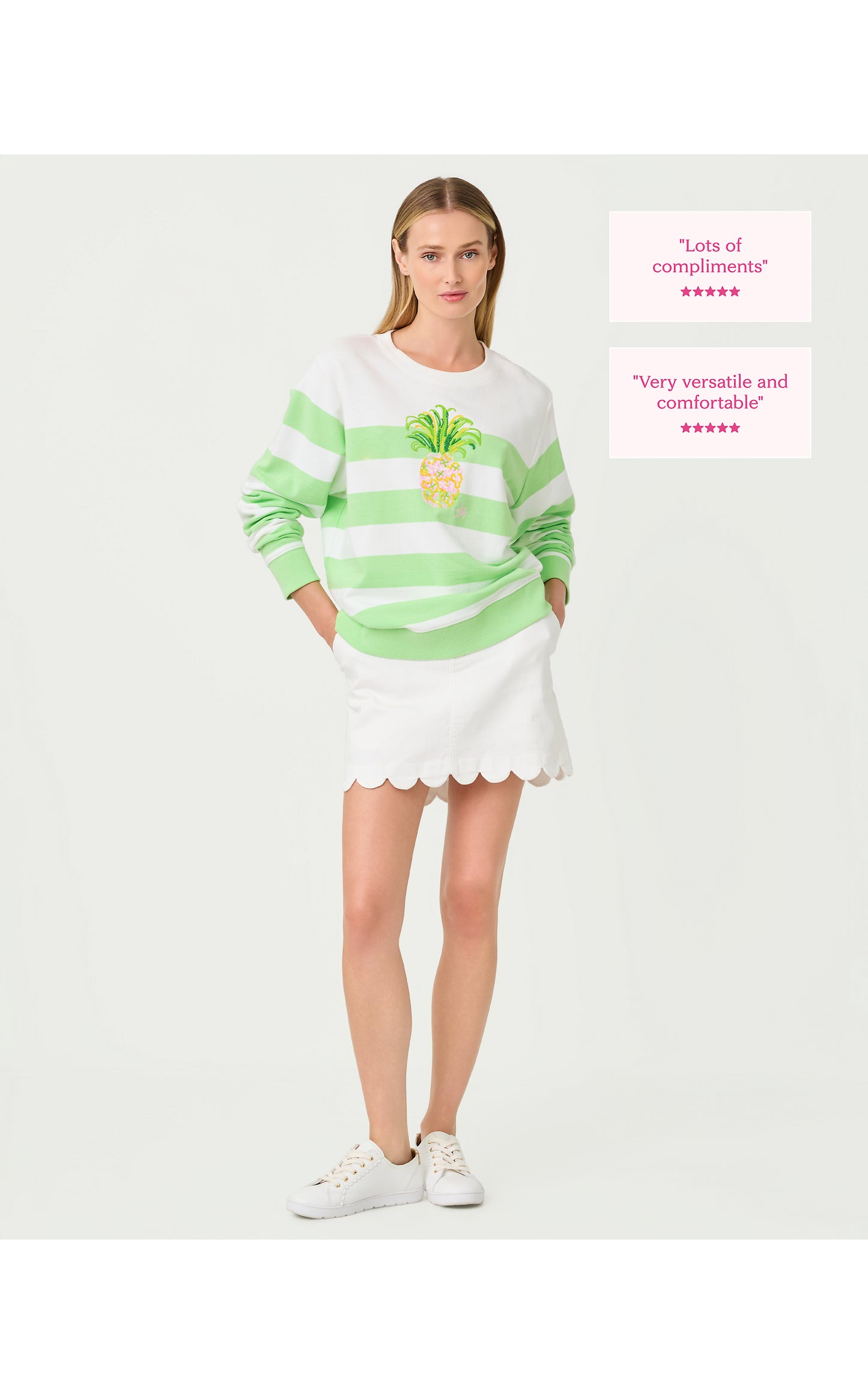 Ballad Long Sleeve Sweatshirt - Multi Pineapple Embellishment