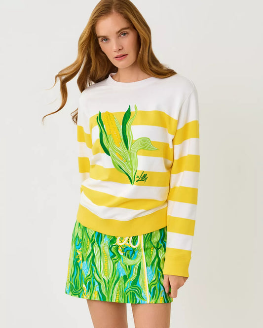 Ballad Cotton Sweatshirt - Multi Sweet Corn Embroidery