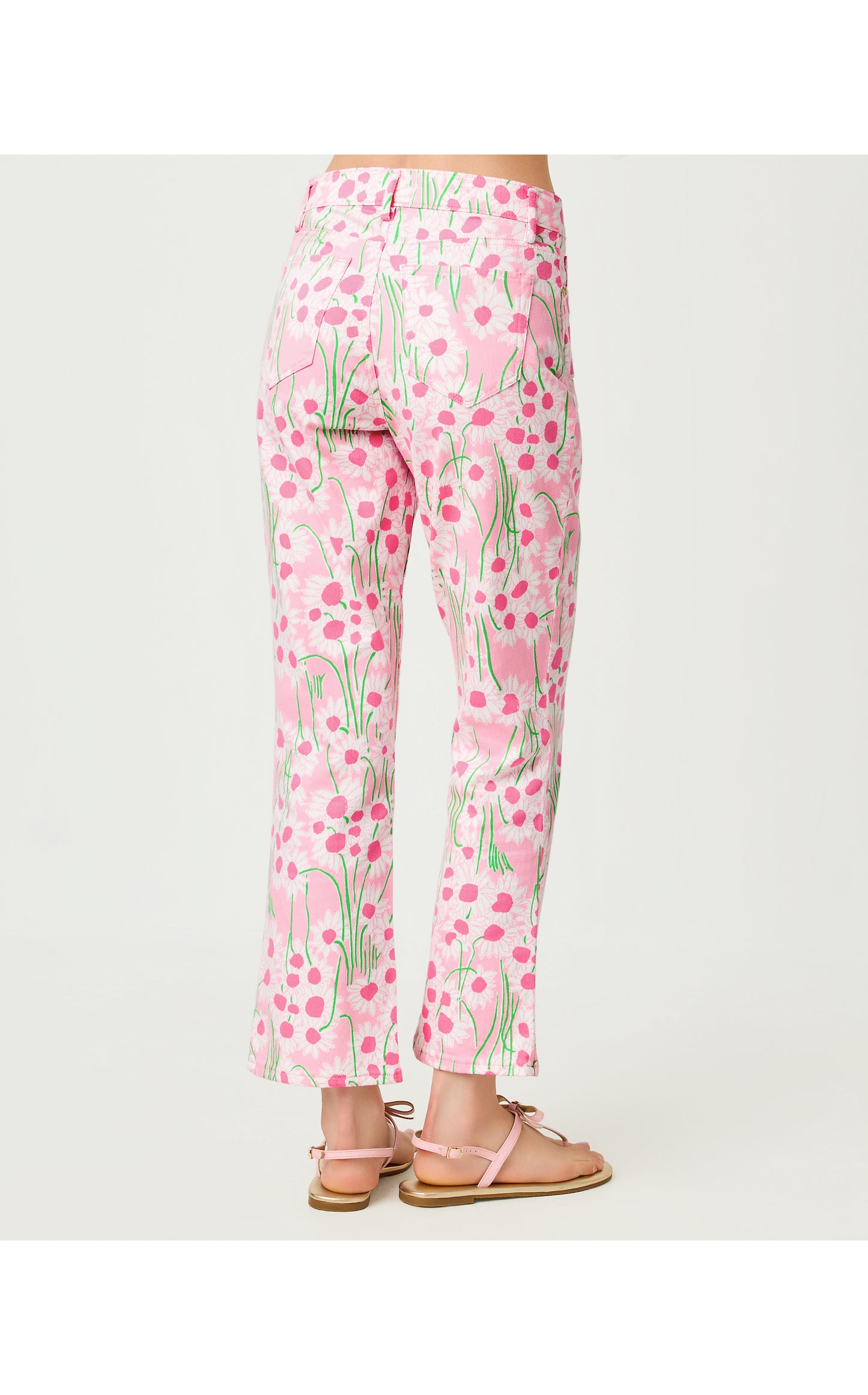 27" Annet High Rise Crop Flare Jean - Conch Shell Pink Sunny Daisies