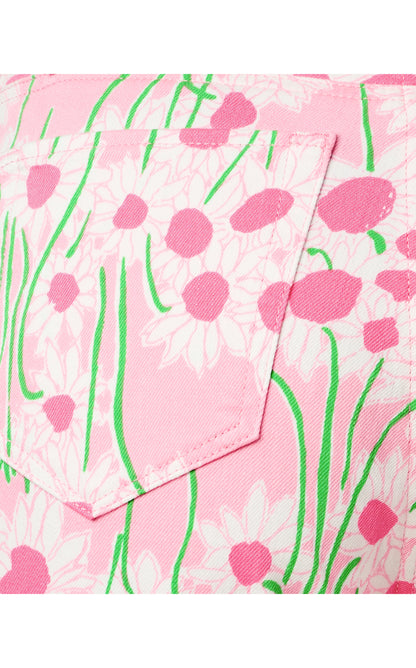 27" Annet High Rise Crop Flare Jean - Conch Shell Pink Sunny Daisies