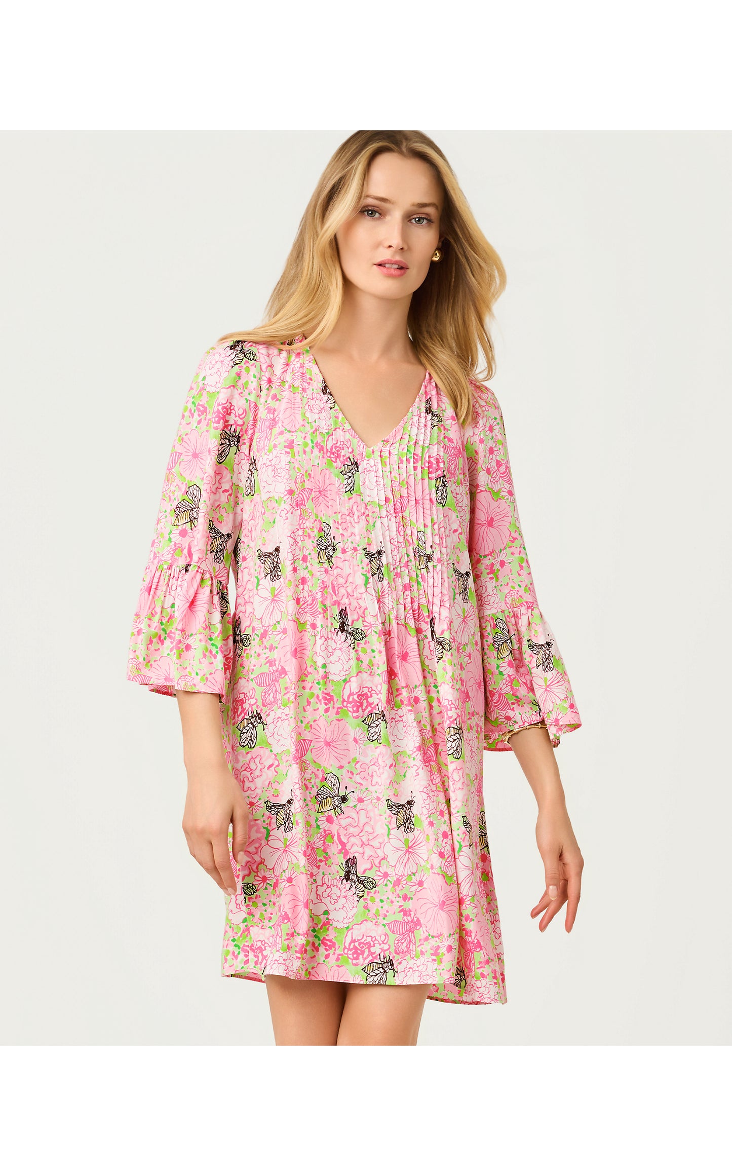 Danika 3/4 Sleeve Tunic Dress - Pistachio Macaron Bees Knees