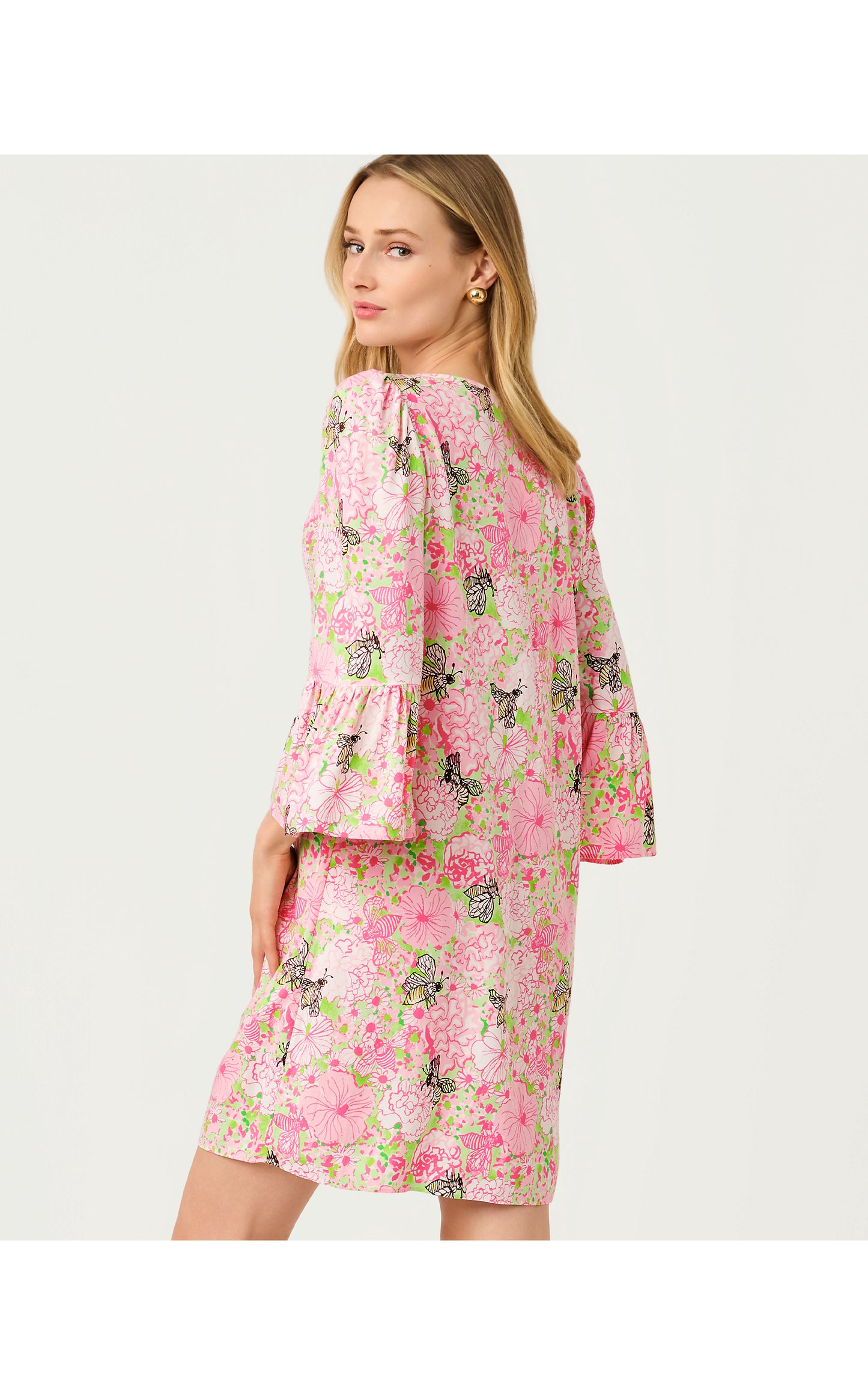 Danika 3/4 Sleeve Tunic Dress - Pistachio Macaron Bees Knees