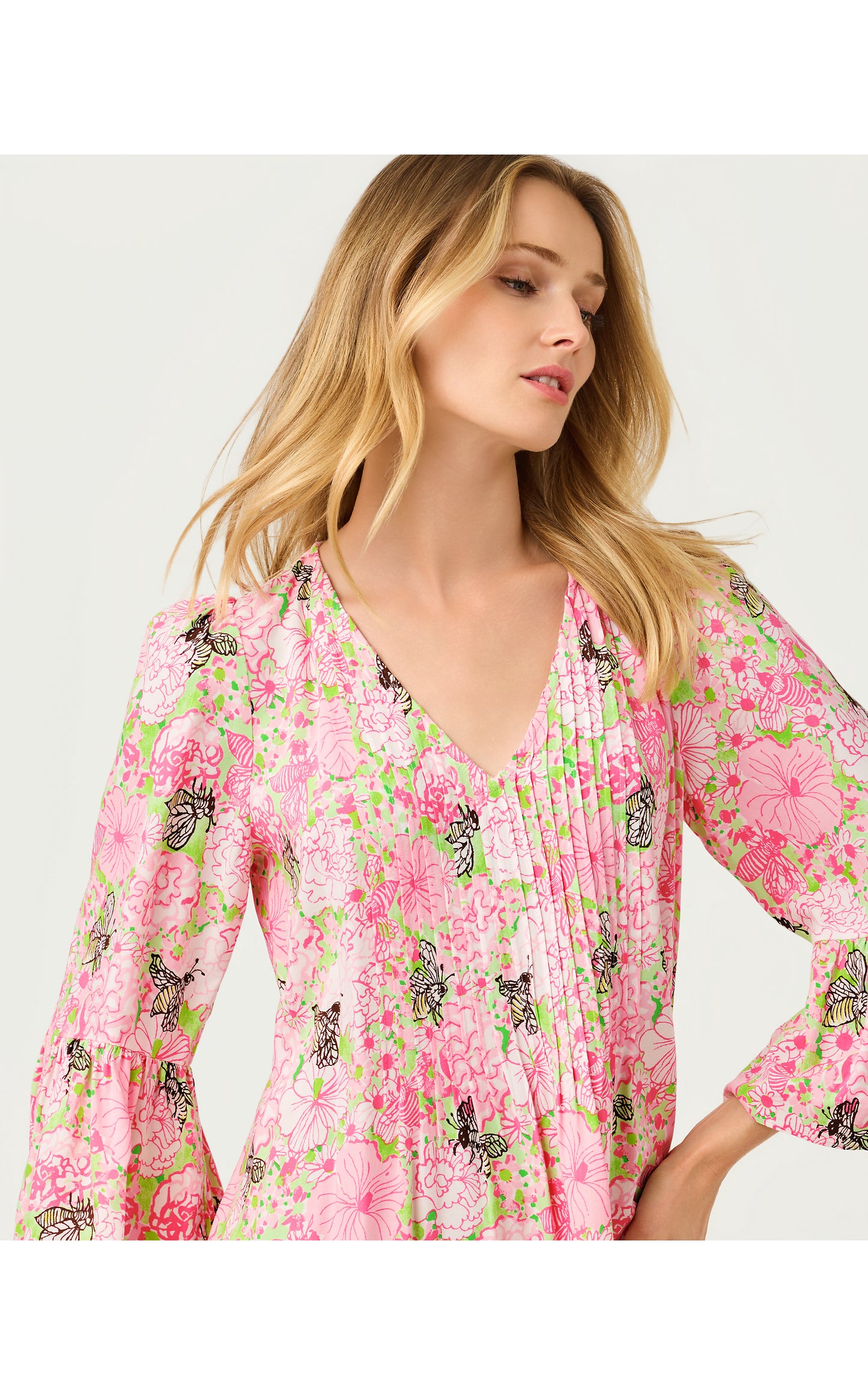 Danika 3/4 Sleeve Tunic Dress - Pistachio Macaron Bees Knees