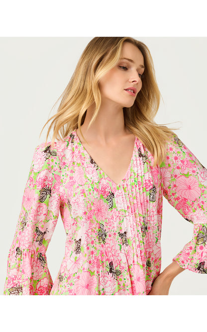 Danika 3/4 Sleeve Tunic Dress - Pistachio Macaron Bees Knees