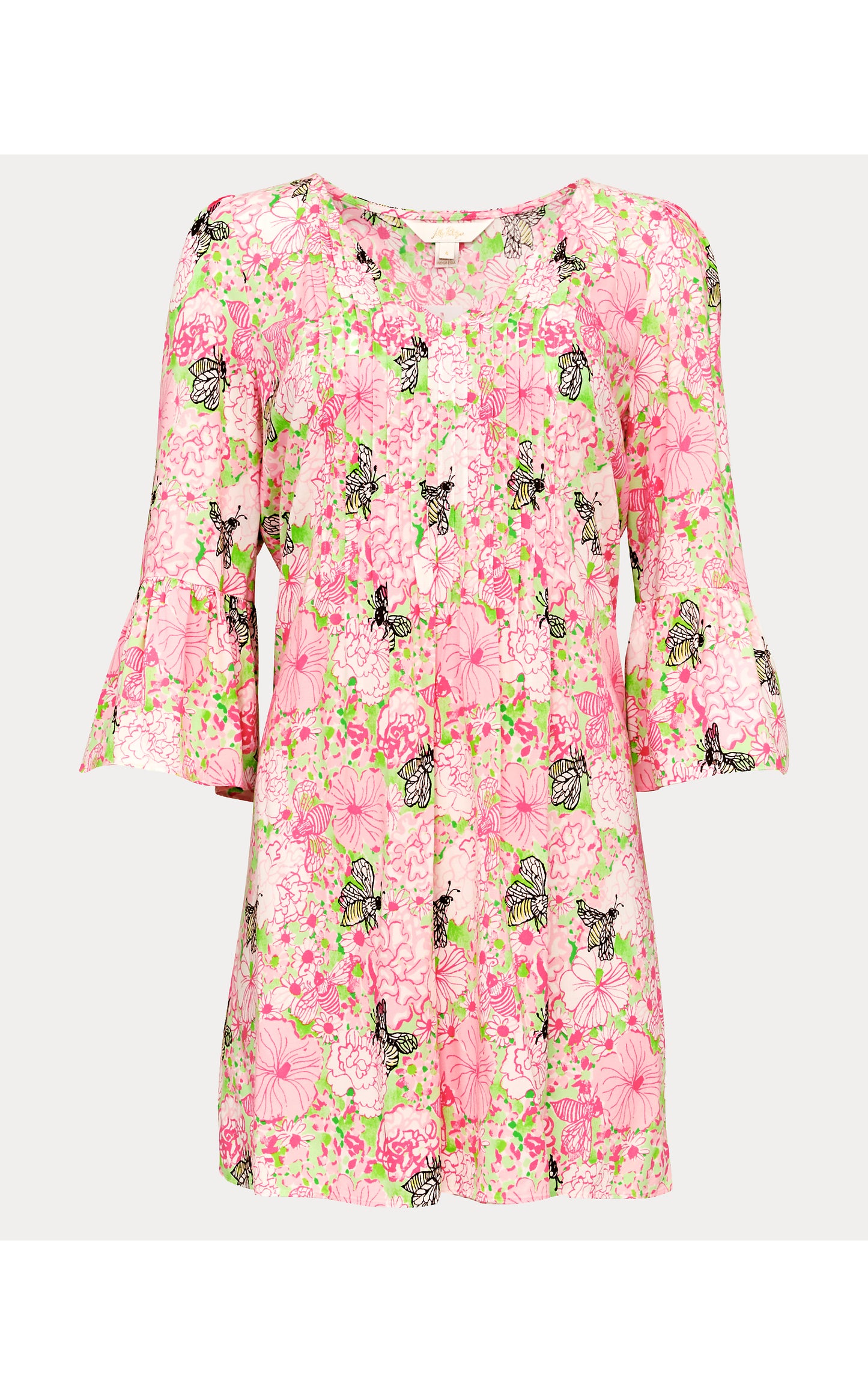 Danika 3/4 Sleeve Tunic Dress - Pistachio Macaron Bees Knees