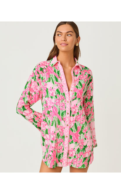 Kwitney Long Sleeve Cotton Cover-Up - Putting Green Hannah Engineered Coverup