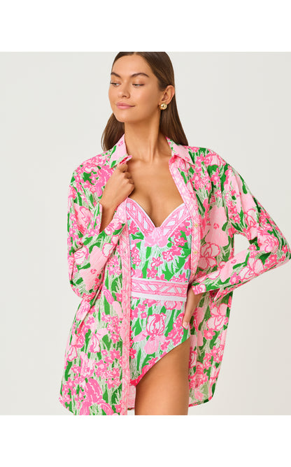 Kwitney Long Sleeve Cotton Cover-Up - Putting Green Hannah Engineered Coverup