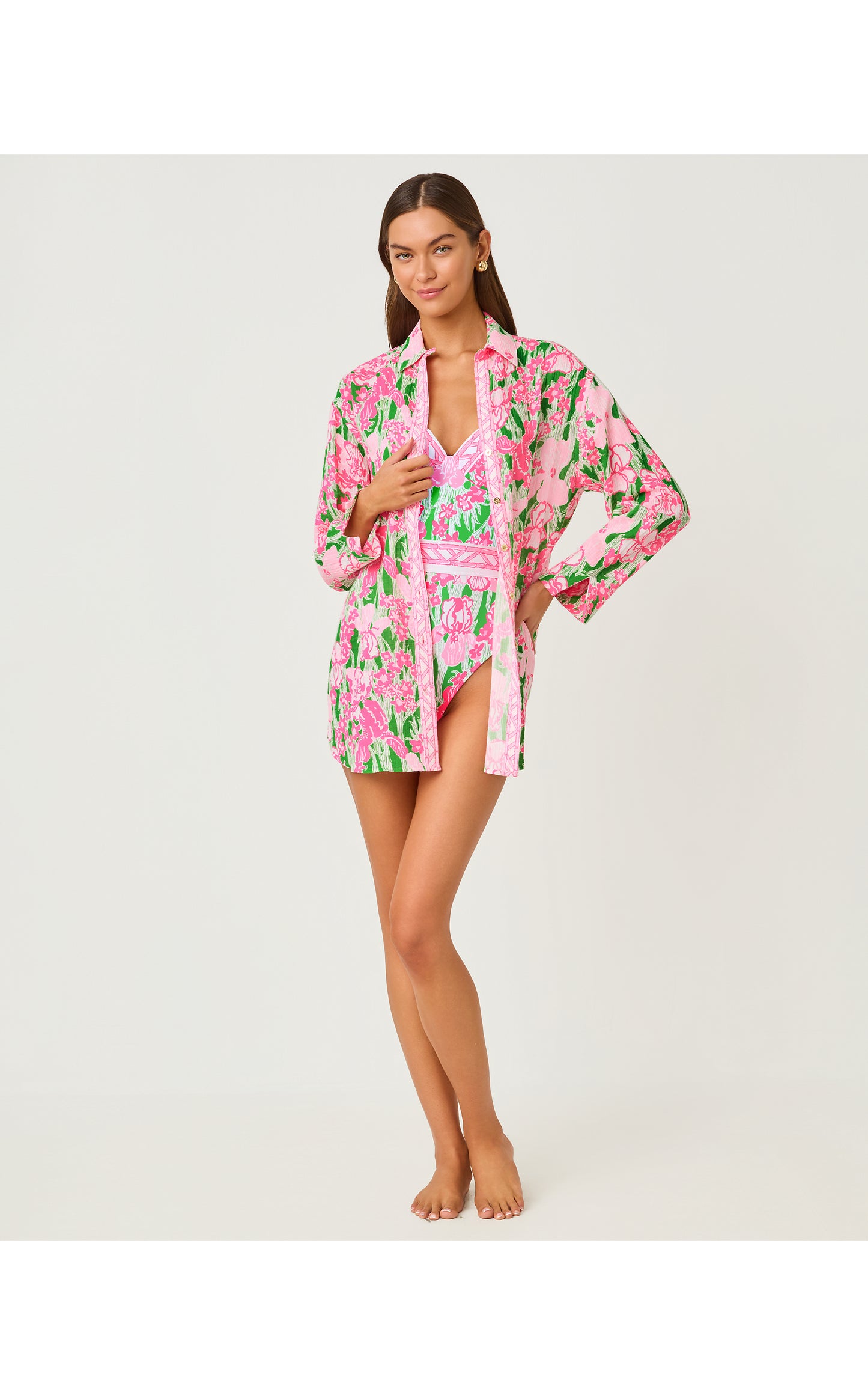 Kwitney Long Sleeve Cotton Cover-Up - Putting Green Hannah Engineered Coverup