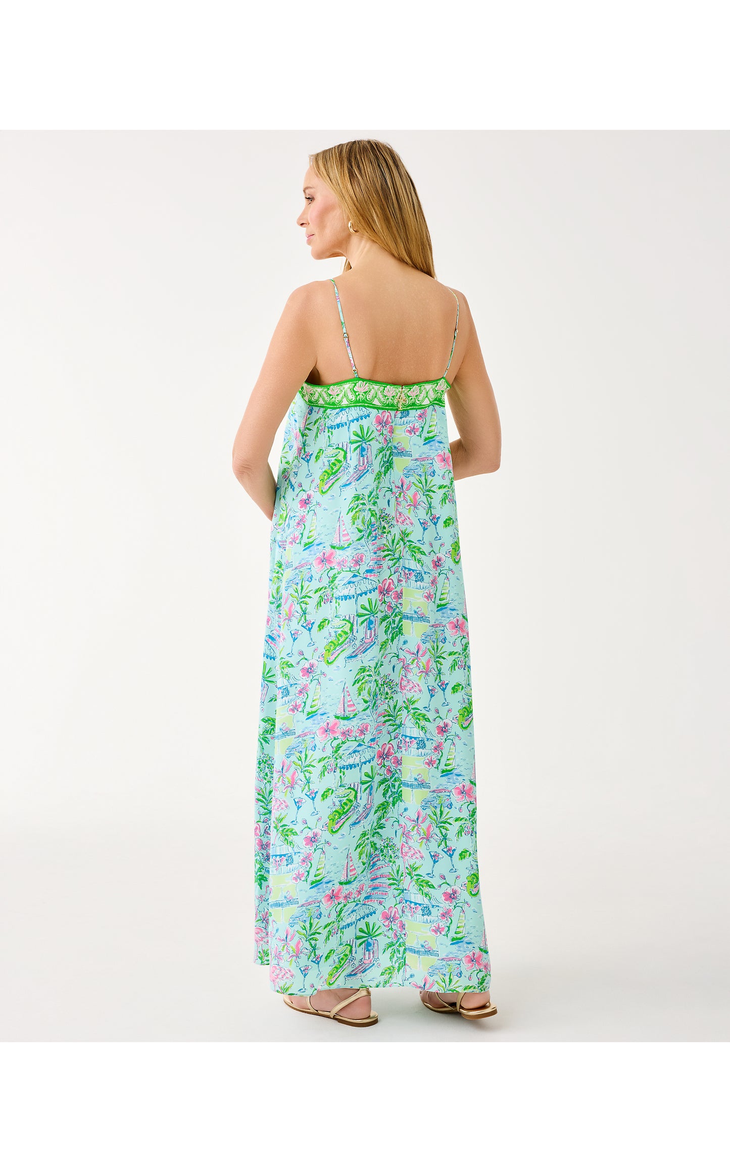 Amalfi Silk Maxi Dress - Salt Pond Blue Sunny Dee Engineered Woven Maxi