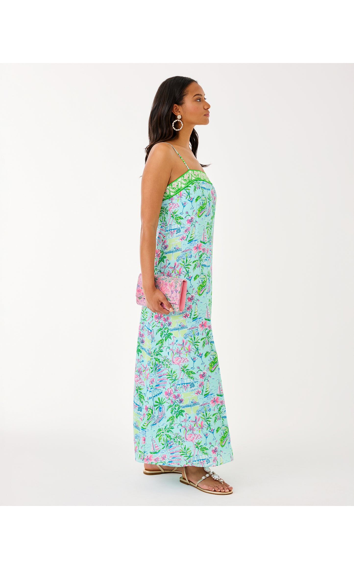 Amalfi Silk Maxi Dress - Salt Pond Blue Sunny Dee Engineered Woven Maxi