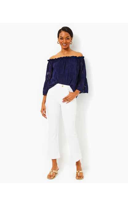 Annet High Rise Crop Flare Pant - Resort White