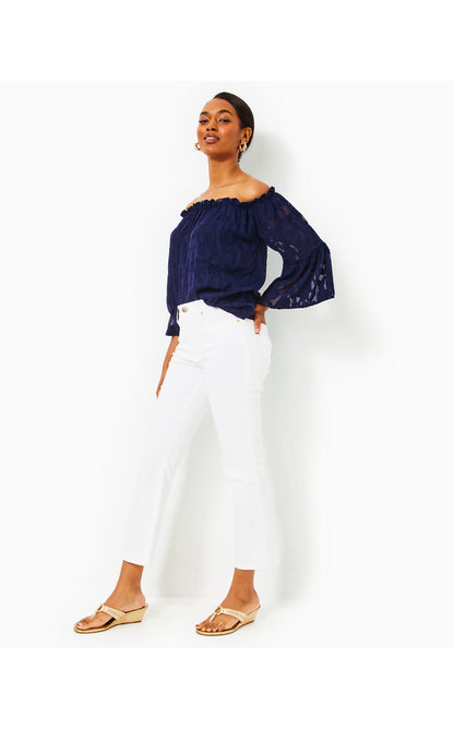 Annet High Rise Crop Flare Pant - Resort White