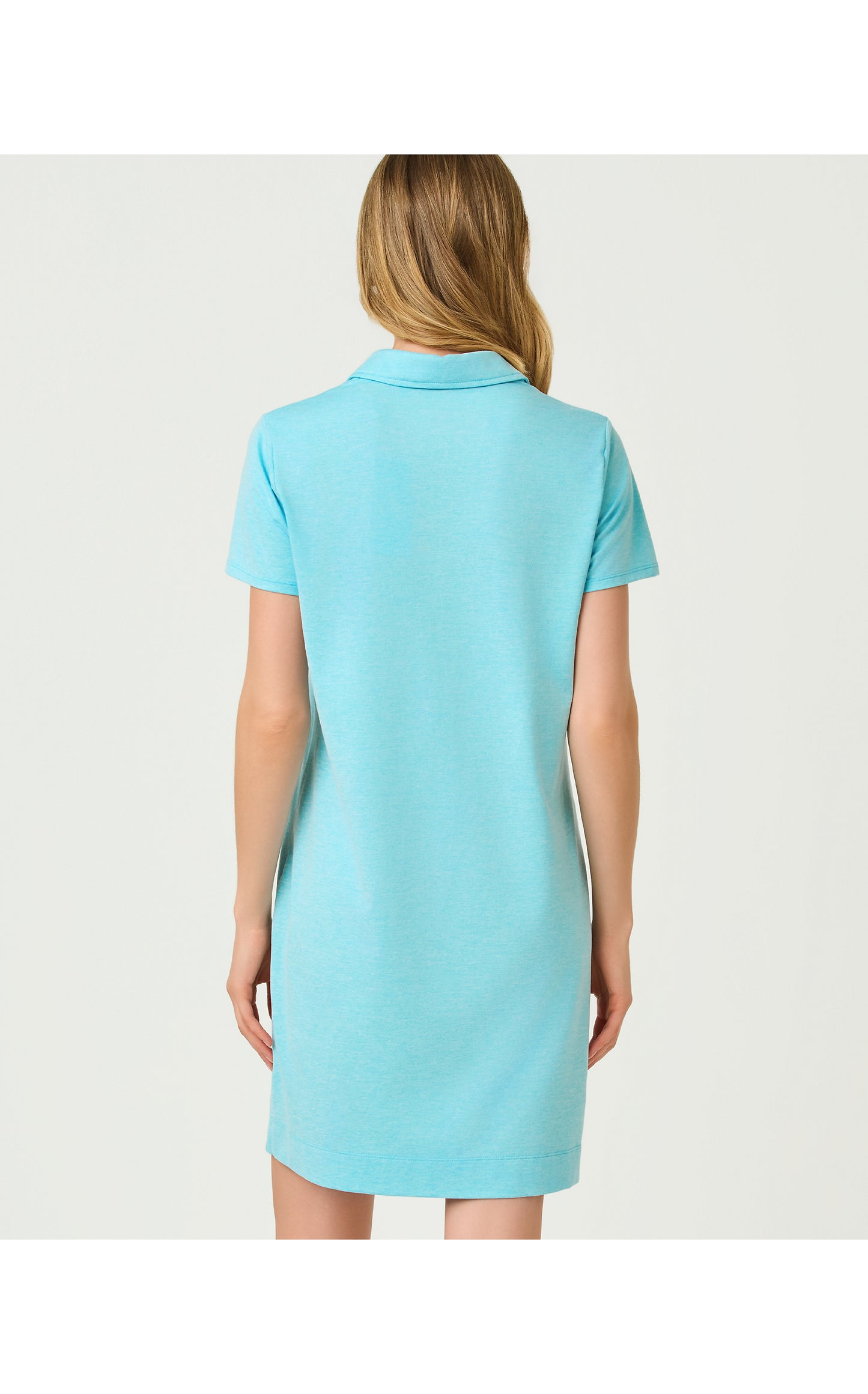 UPF50+ Dune Short Sleeve Dress - Heathered Capri Blue