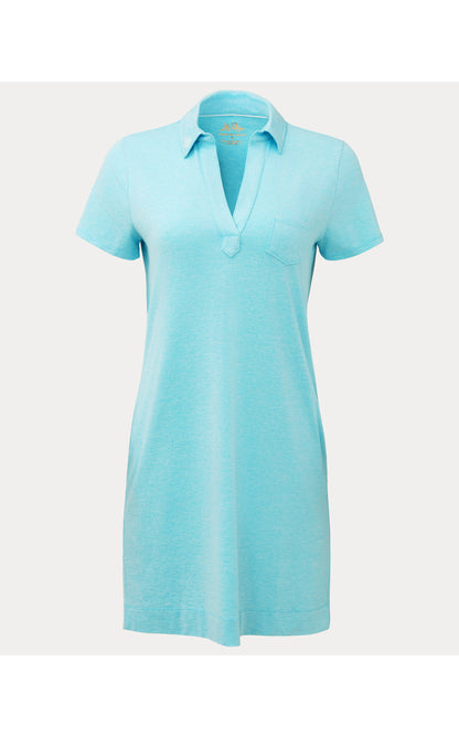UPF50+ Dune Short Sleeve Dress - Heathered Capri Blue