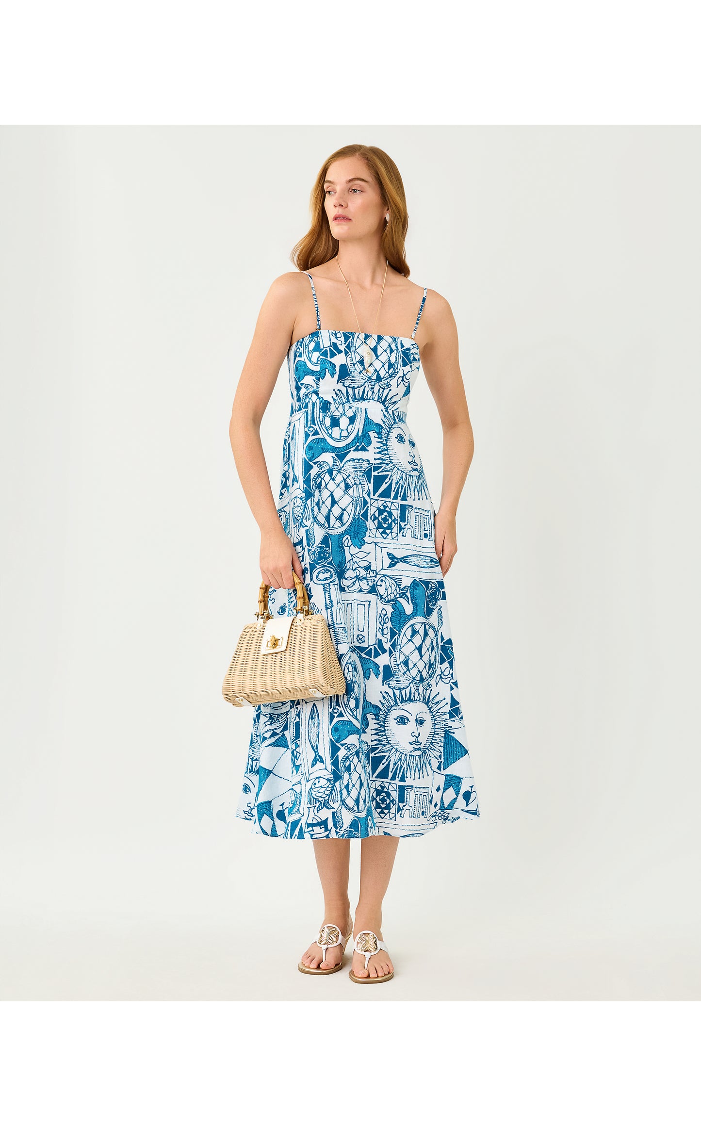 Jorgian Linen Midi Dress - Resort White Oversized Harlillyquin