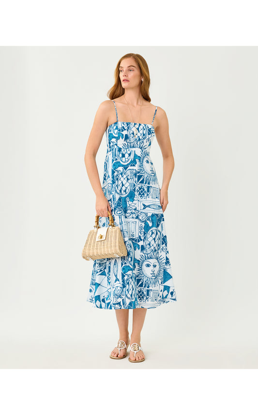 Jorgian Linen Midi Dress - Resort White Oversized Harlillyquin