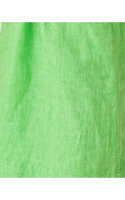 Mialeigh Elbow Sleeve Linen Dress - Putting Green X Resort White