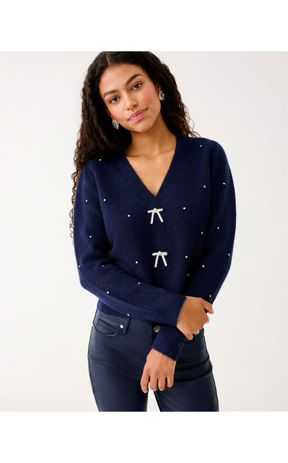 Ellorie Sweater - True Navy Paradise Rhinestones