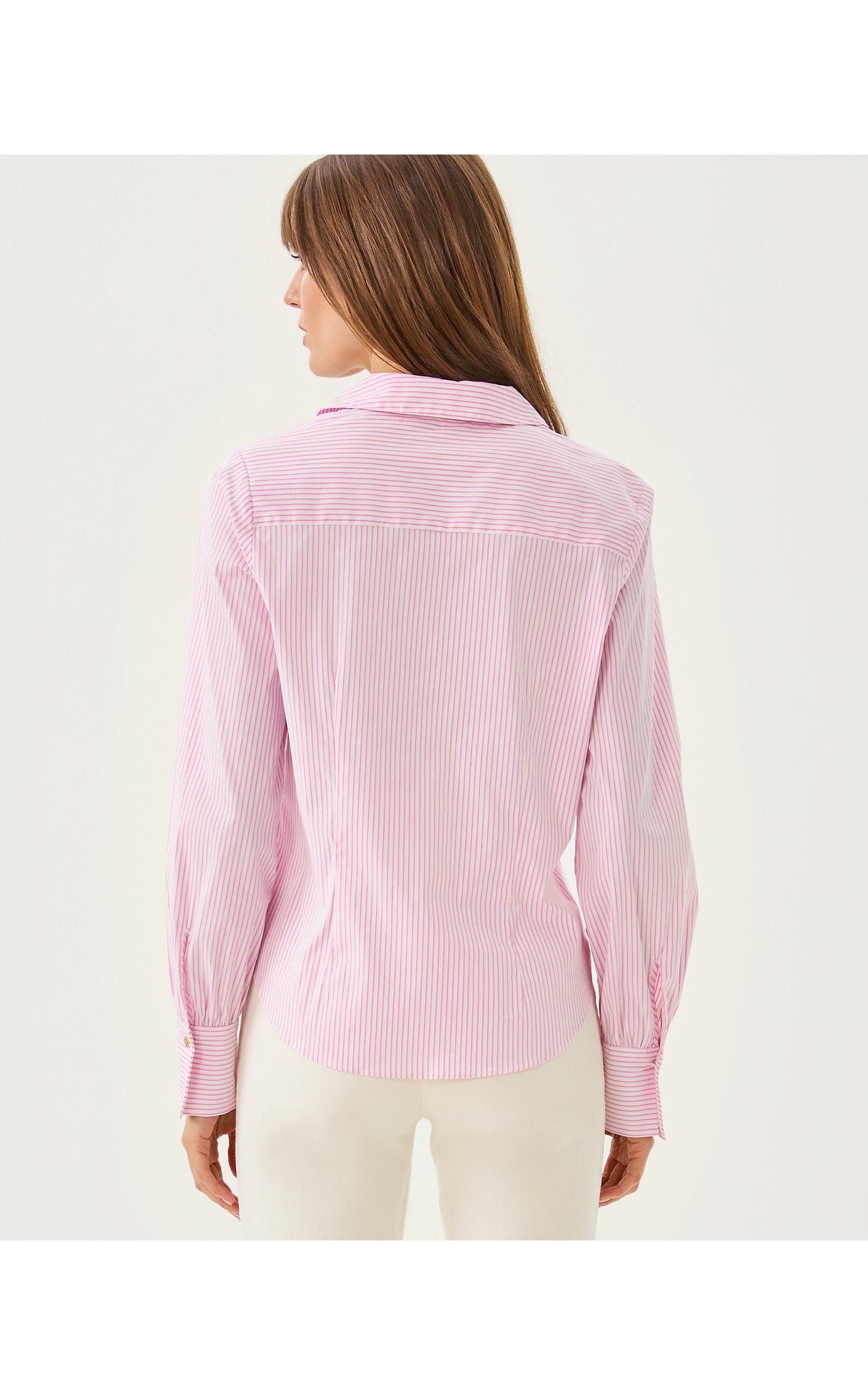The Tie Lilly Shirt - Conch Shell Pink Shadow Shirting Stripe