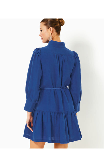 Drena Linen Dress - Martinique Blue