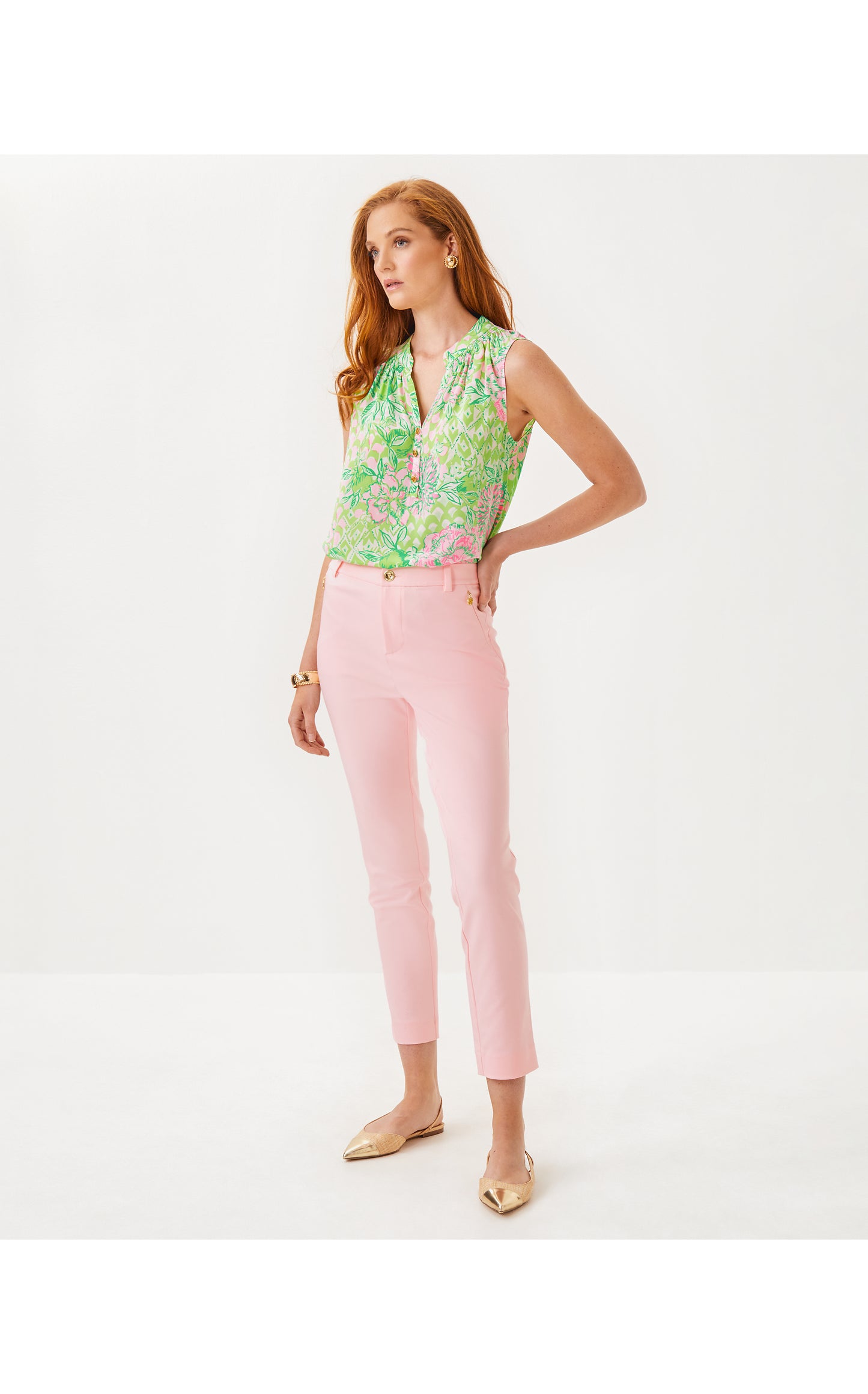 Ana High Rise Pant - Pink Muse