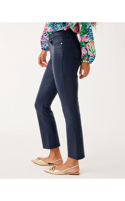 Liza Coated Crop Flare Pant - Low Tide Navy
