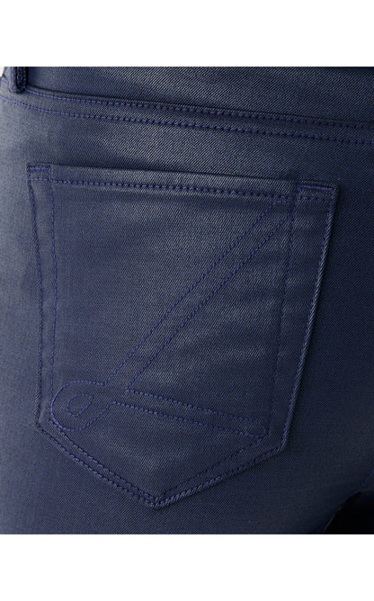 Liza Coated Crop Flare Pant - Low Tide Navy