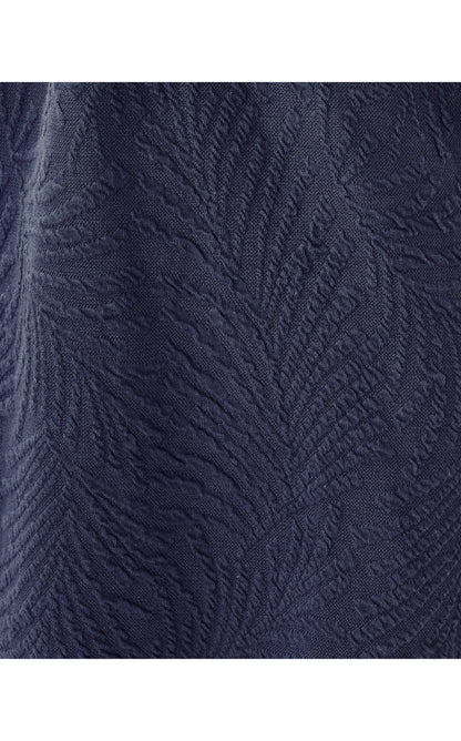 Kiely Dress - True Navy Leafy Knit Pucker jacquard